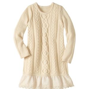 Hanna andersson sea salt coca weather cable knit dress 120